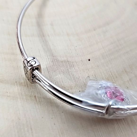 Adjustable Bracelet Silver With Pink Stone  NWOT - Picture 3 of 5